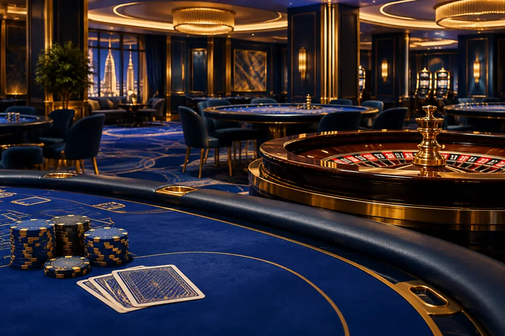 Ruang casino dengan beberapa meja permainan